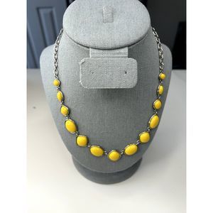 Vintage Napier Faux Egg Yolk Amber and Silver Tone Necklace